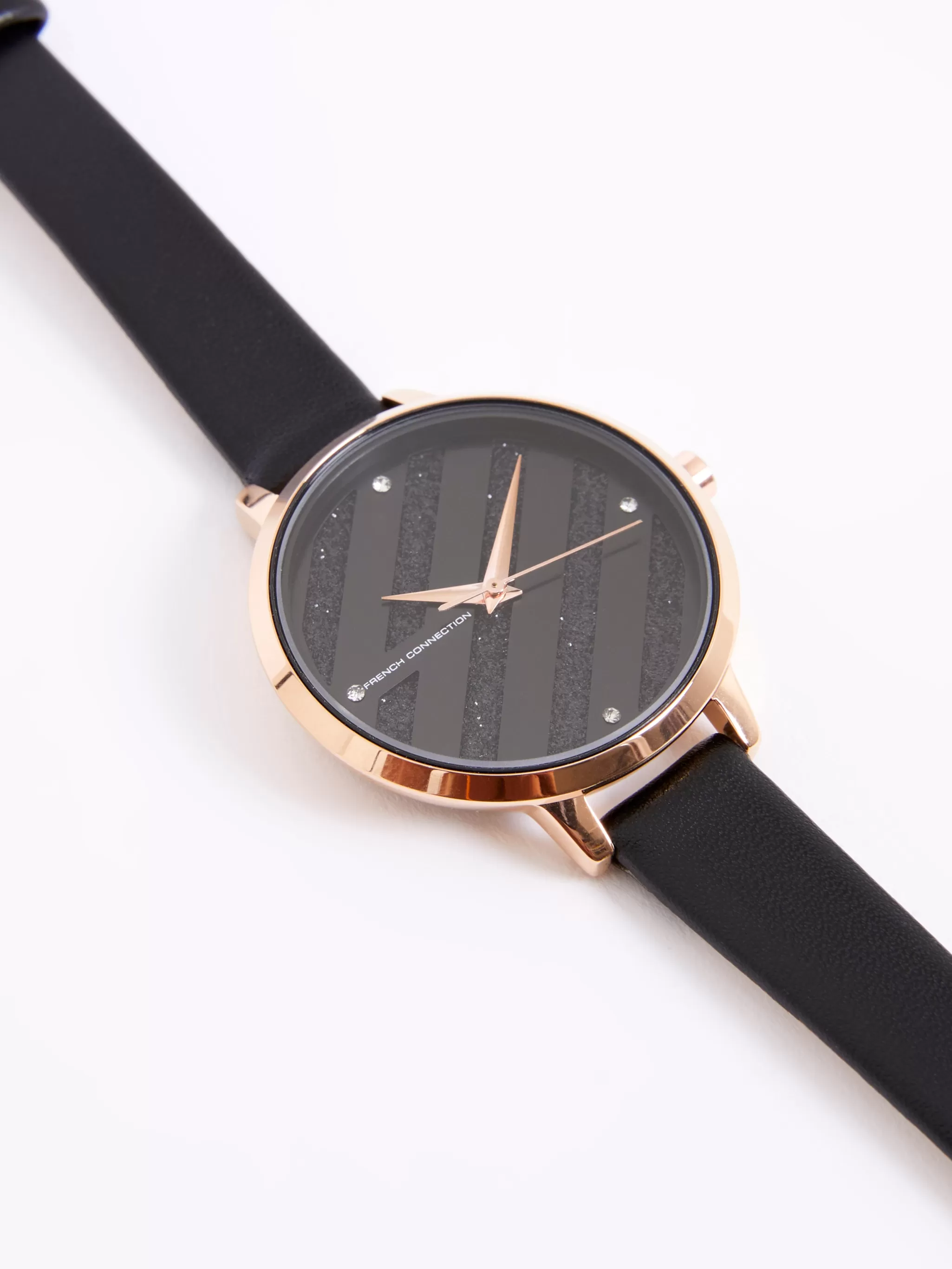 Women French Connection Jewellery | Jewellery^Leather Strap Watch with Glitter Dial