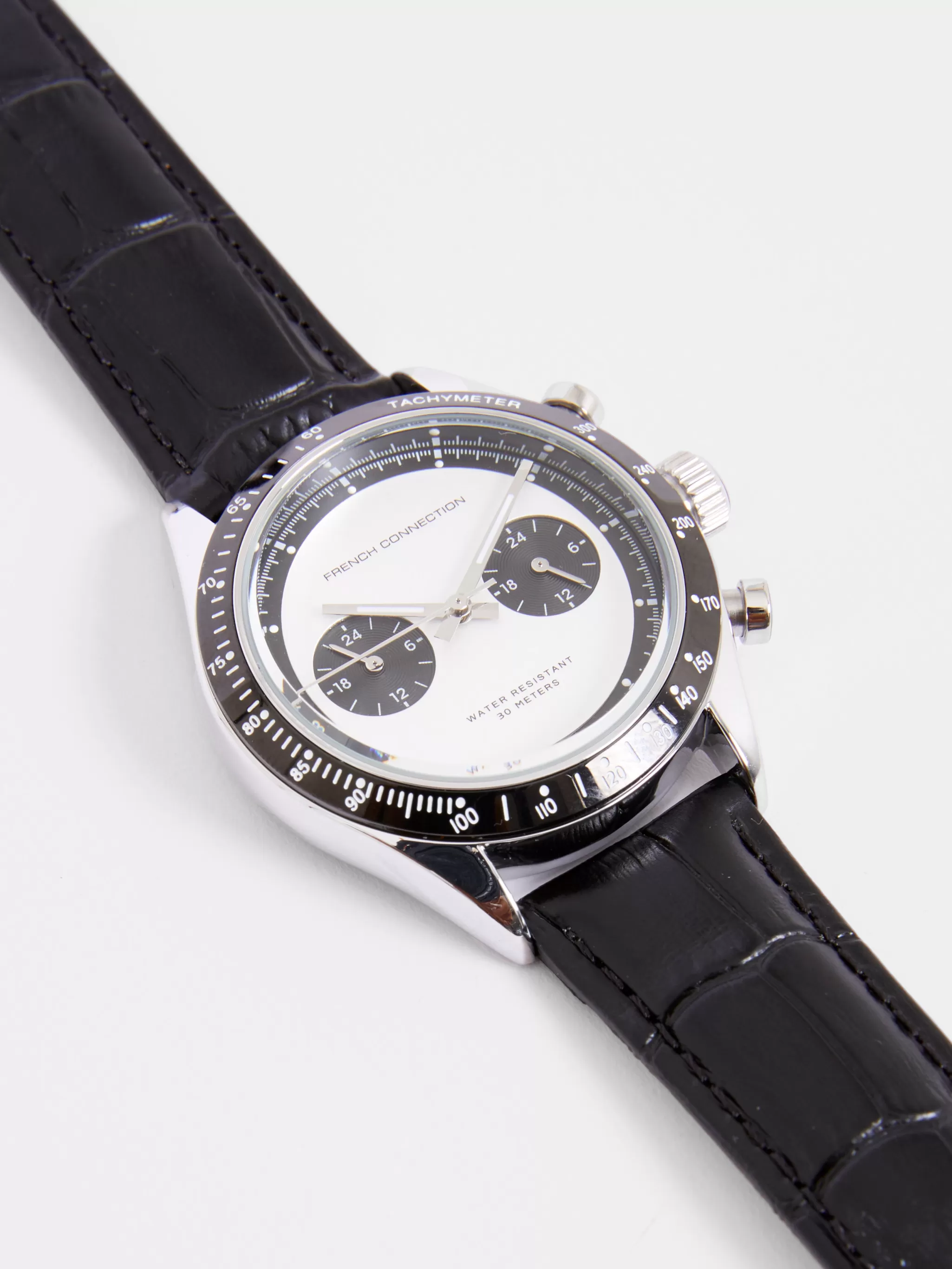 French Connection Watches^Leather Strap Watch with White Dial