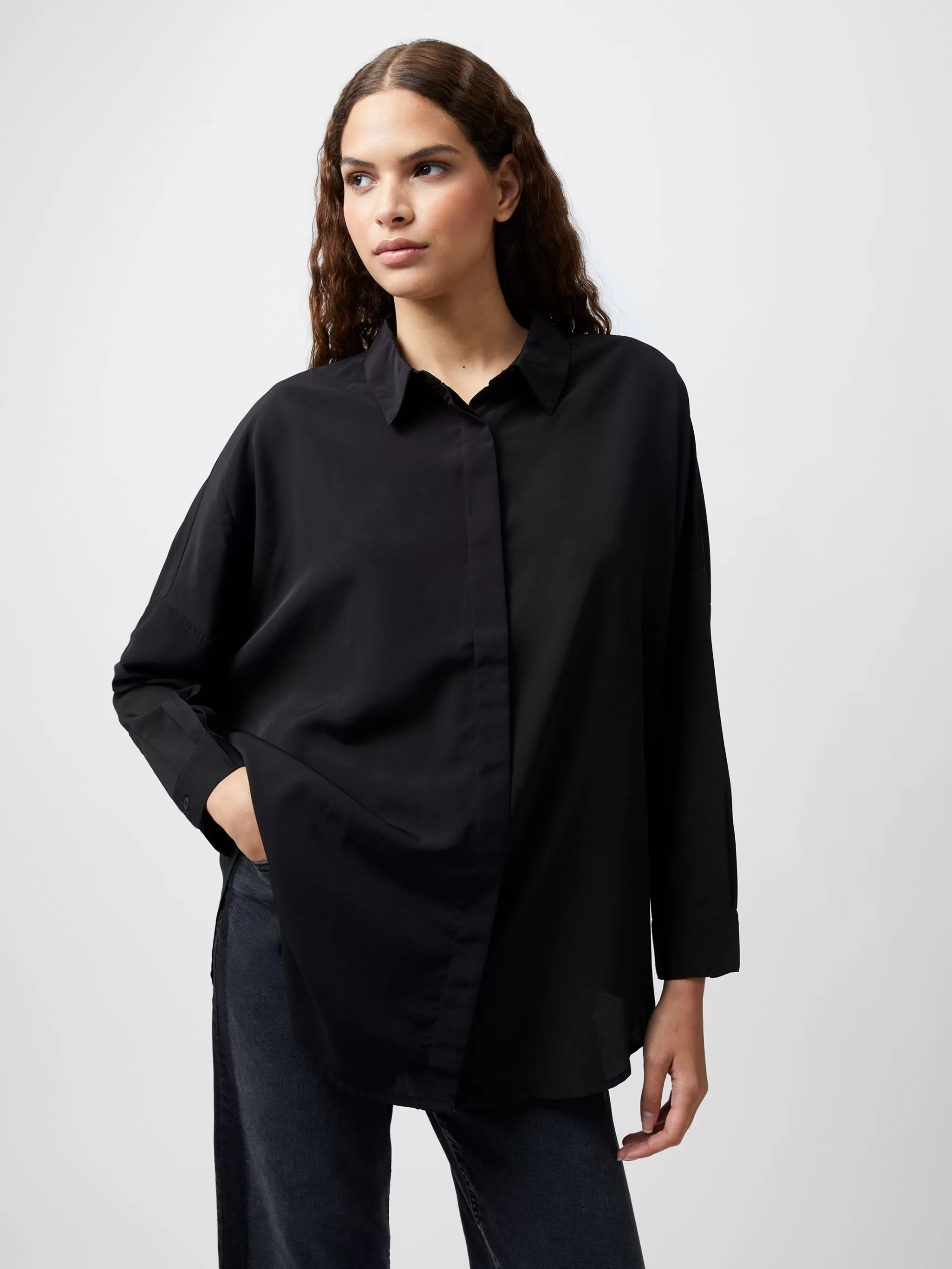 French Connection Tops | Shirts^Caprina Recycled Crepe Long Sleeve Button Shirt