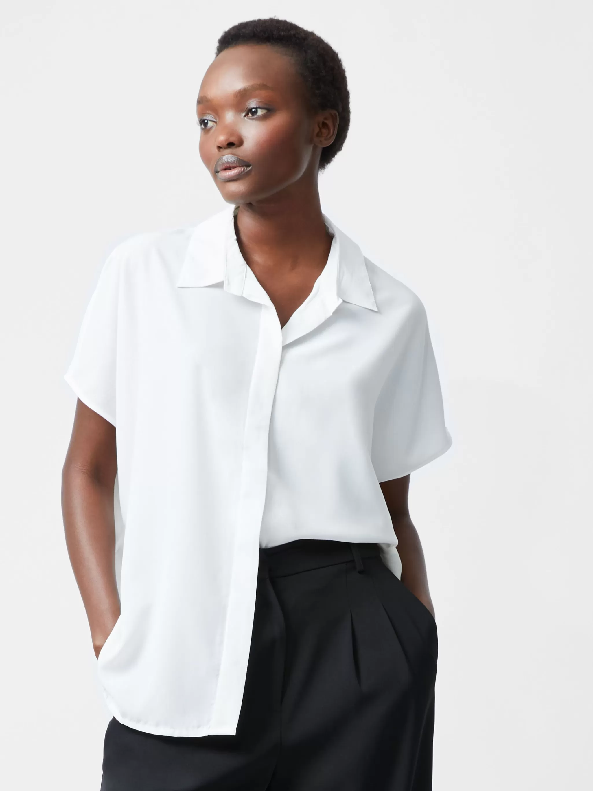 French Connection Tops | Shirts^Caprina Recycled Crepe Short Sleeve Button Shirt