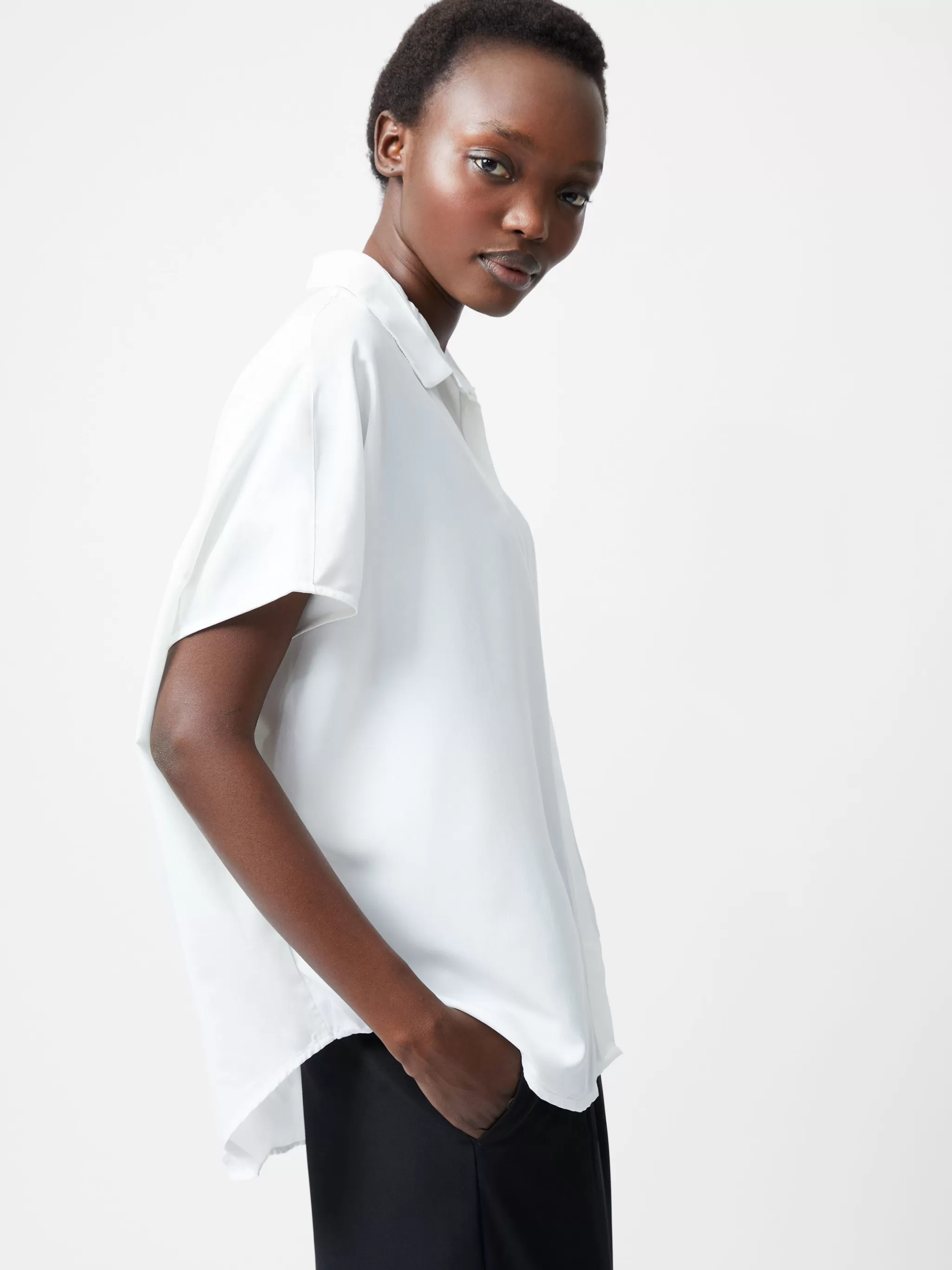 French Connection Tops | Shirts^Caprina Recycled Crepe Short Sleeve Button Shirt