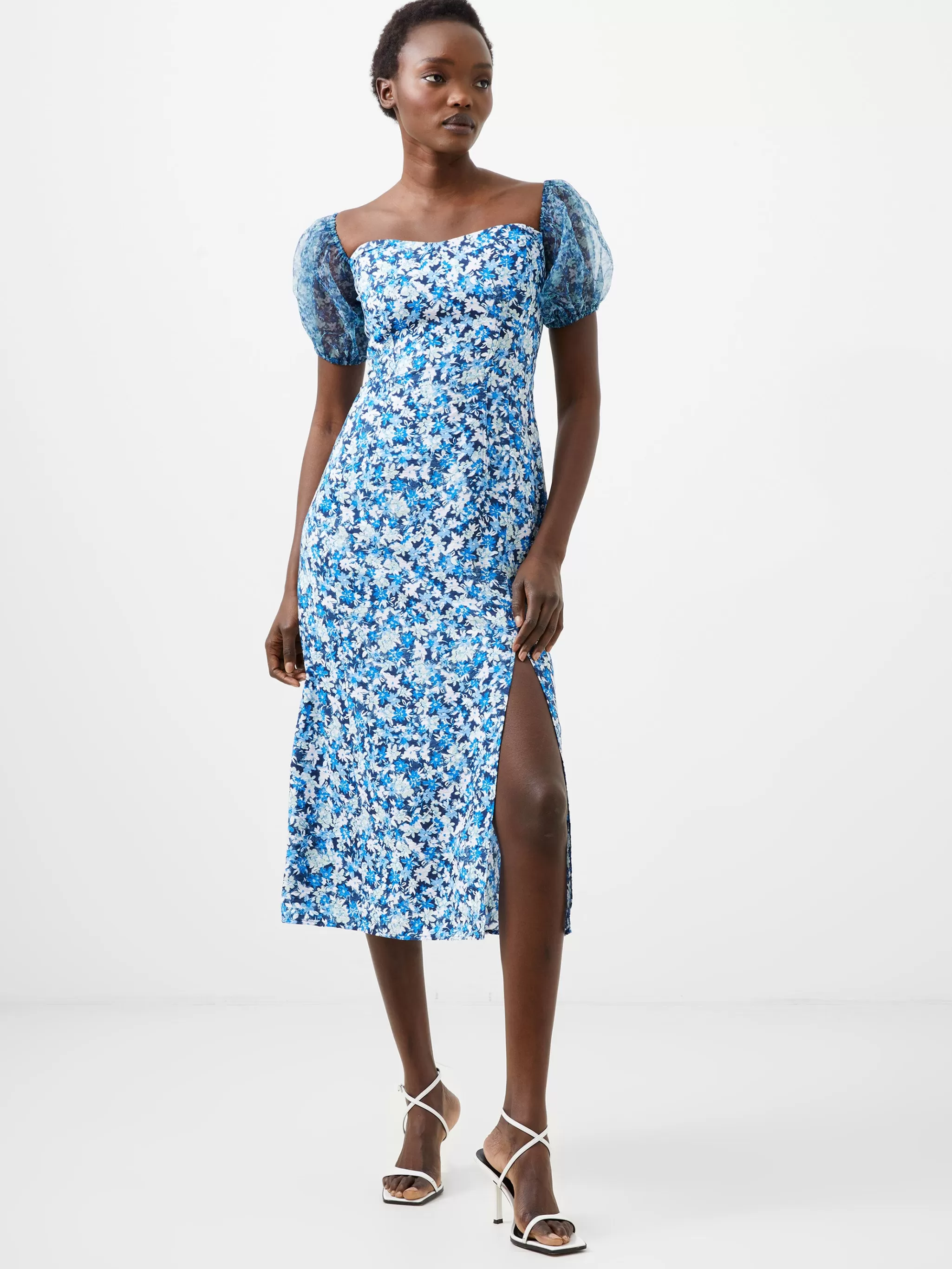 French Connection Party Dresses^Clara Textured Puff Sleeve Midi Dress