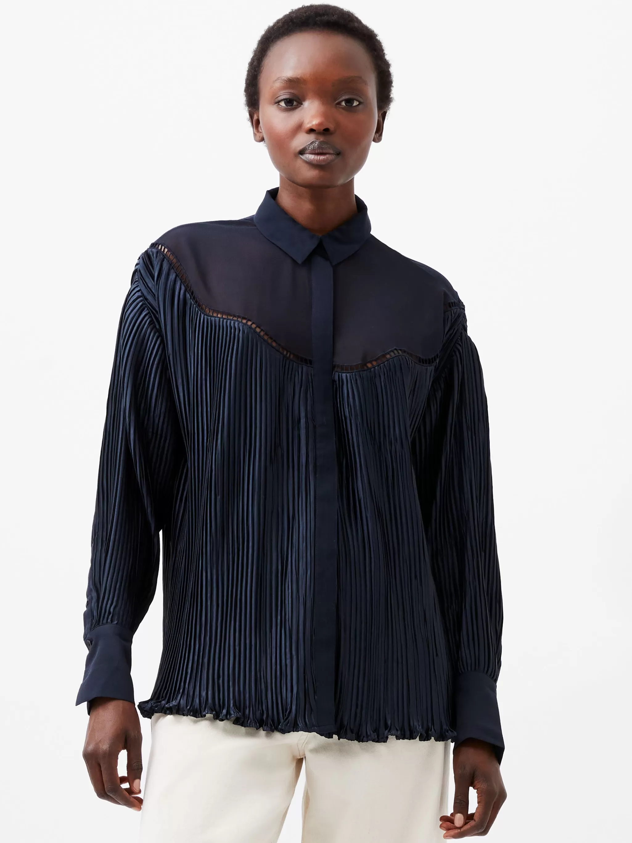 French Connection Tops | Shirts^Crina Crinkle Satin Georgette Mix Shirt