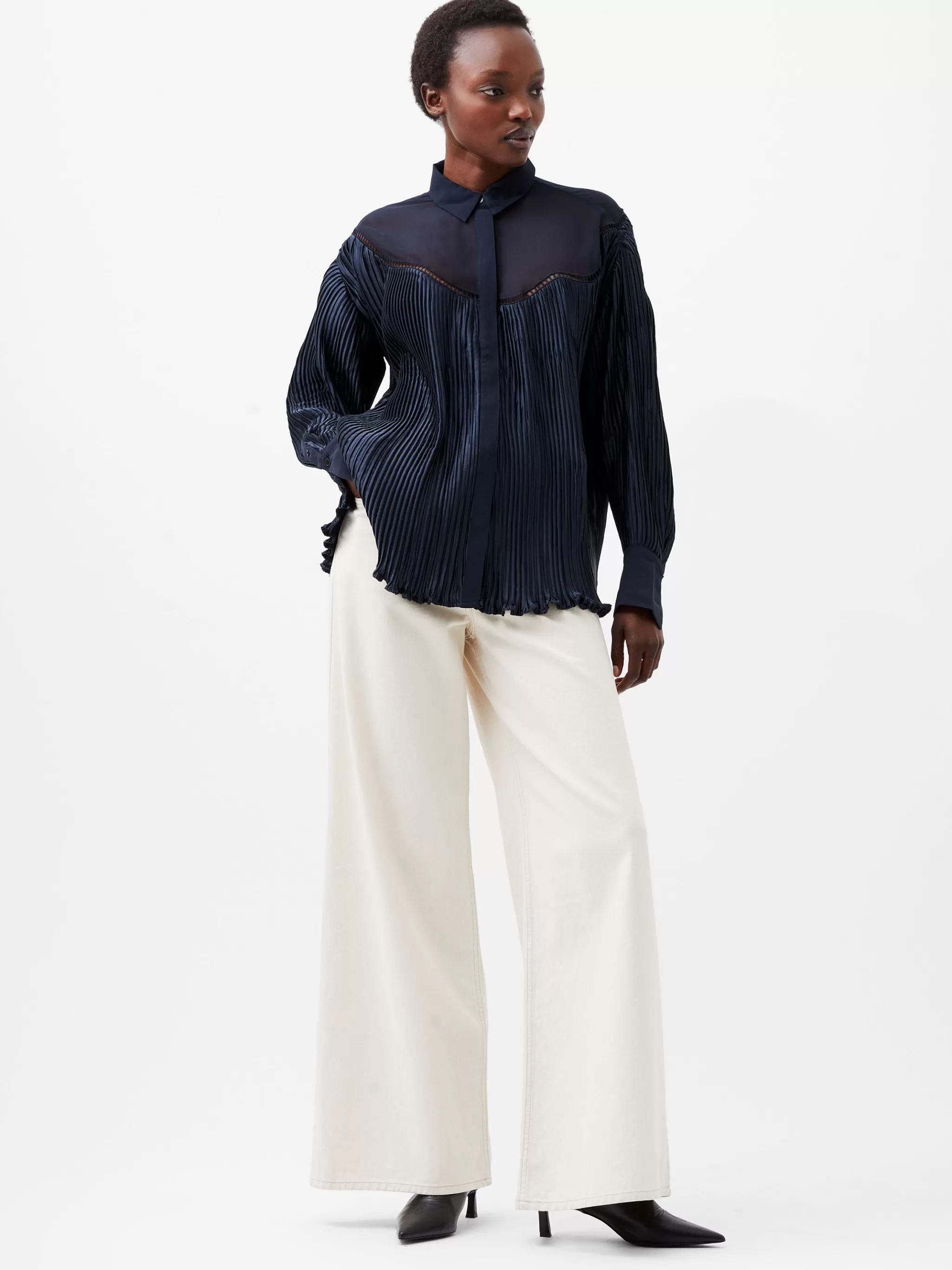 French Connection Tops | Shirts^Crina Crinkle Satin Georgette Mix Shirt