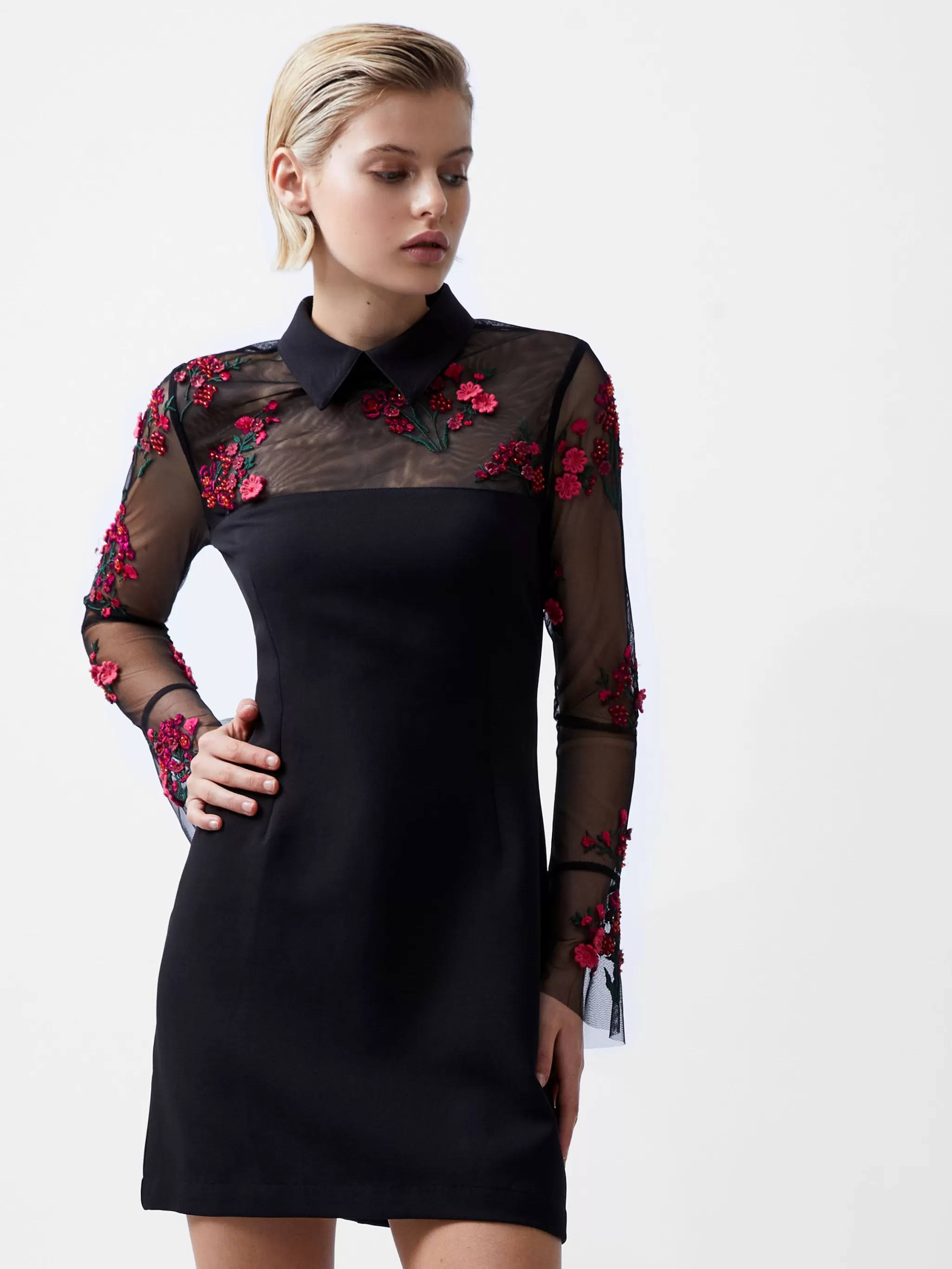 French Connection Dresses | Mini Dresses^Darcy Embroidered Long Sleeve Mini Dress