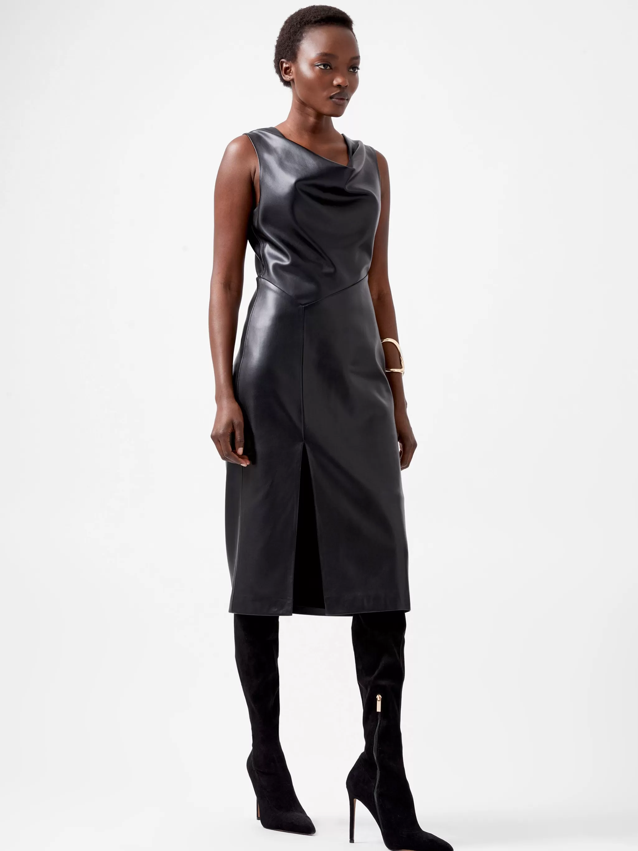 French Connection Dresses | Midi Dresses^Elettra Recycled PU Cowl Neck Sleeveless Midi Dress