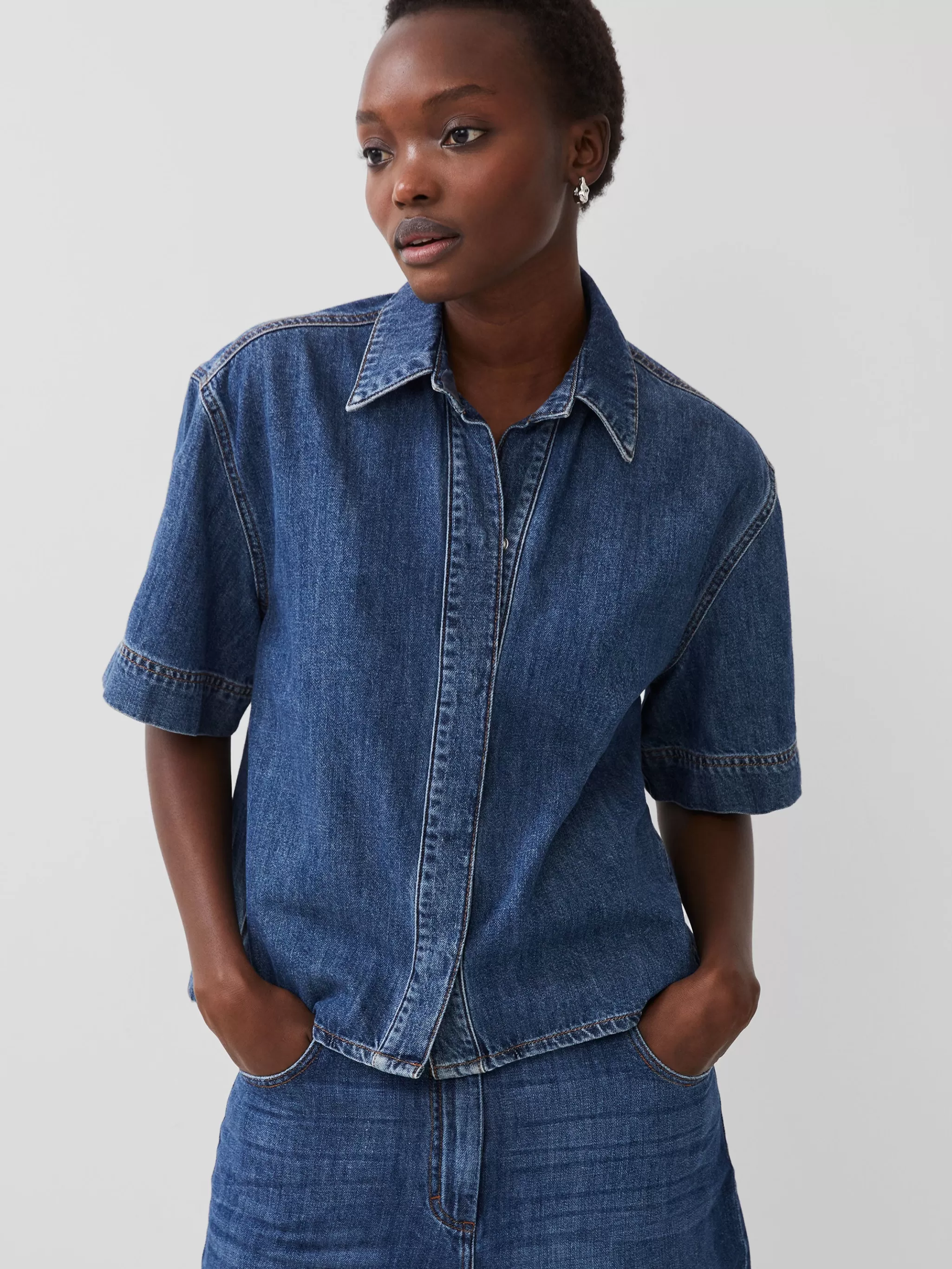 French Connection Tops | Shirts^Finley Denim Short Sleeve Shirt