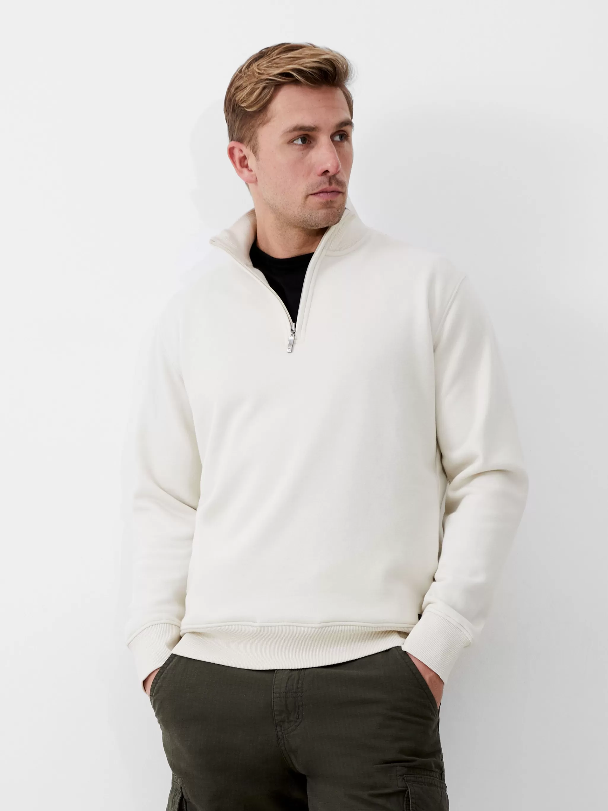 French Connection Knitwear^Fleeceback Funnel Neck Half Zip Sweatshirt