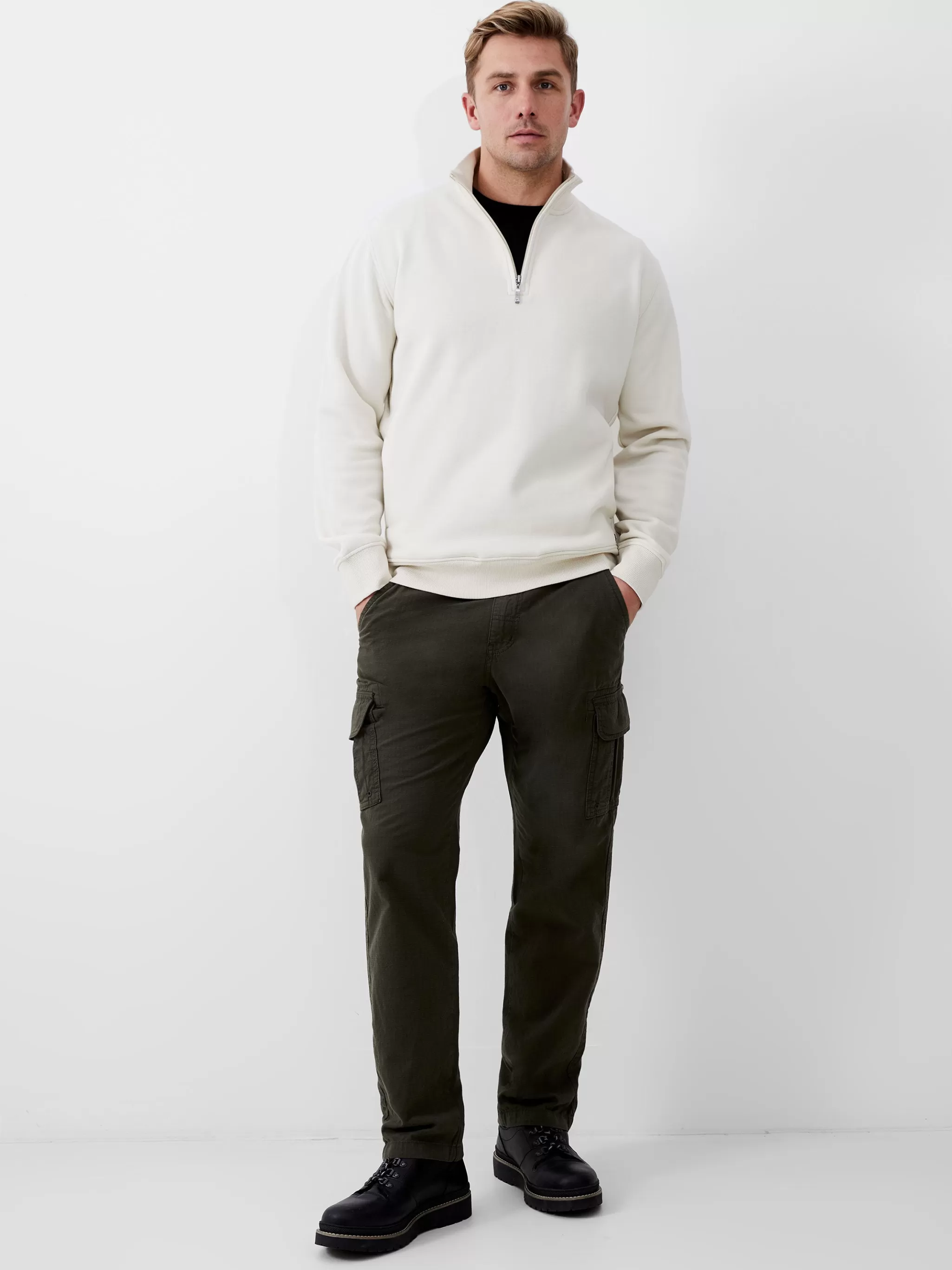 French Connection Knitwear^Fleeceback Funnel Neck Half Zip Sweatshirt