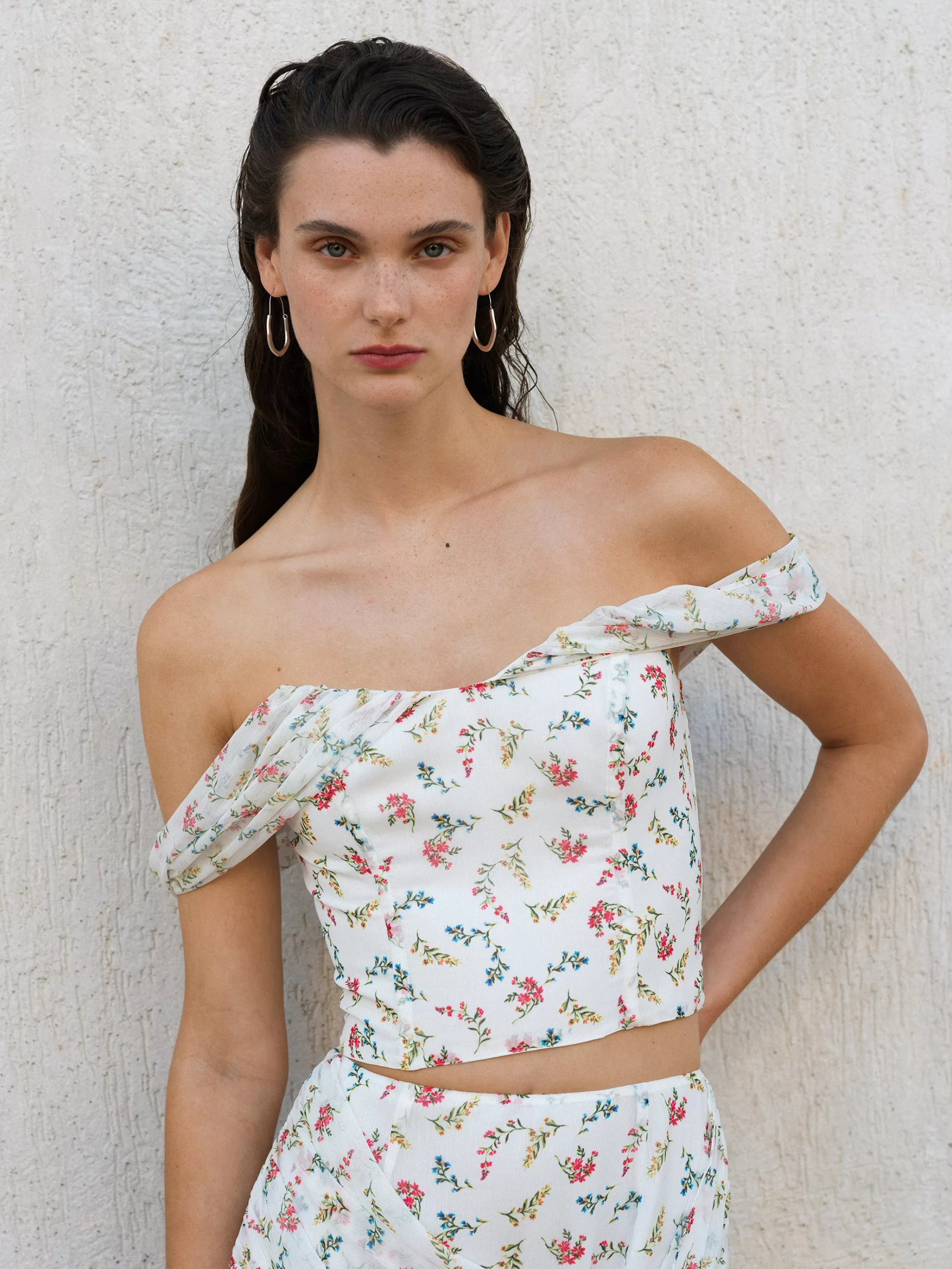 French Connection Co-Ords^Floriana Hallie Crinkle Bardot Top