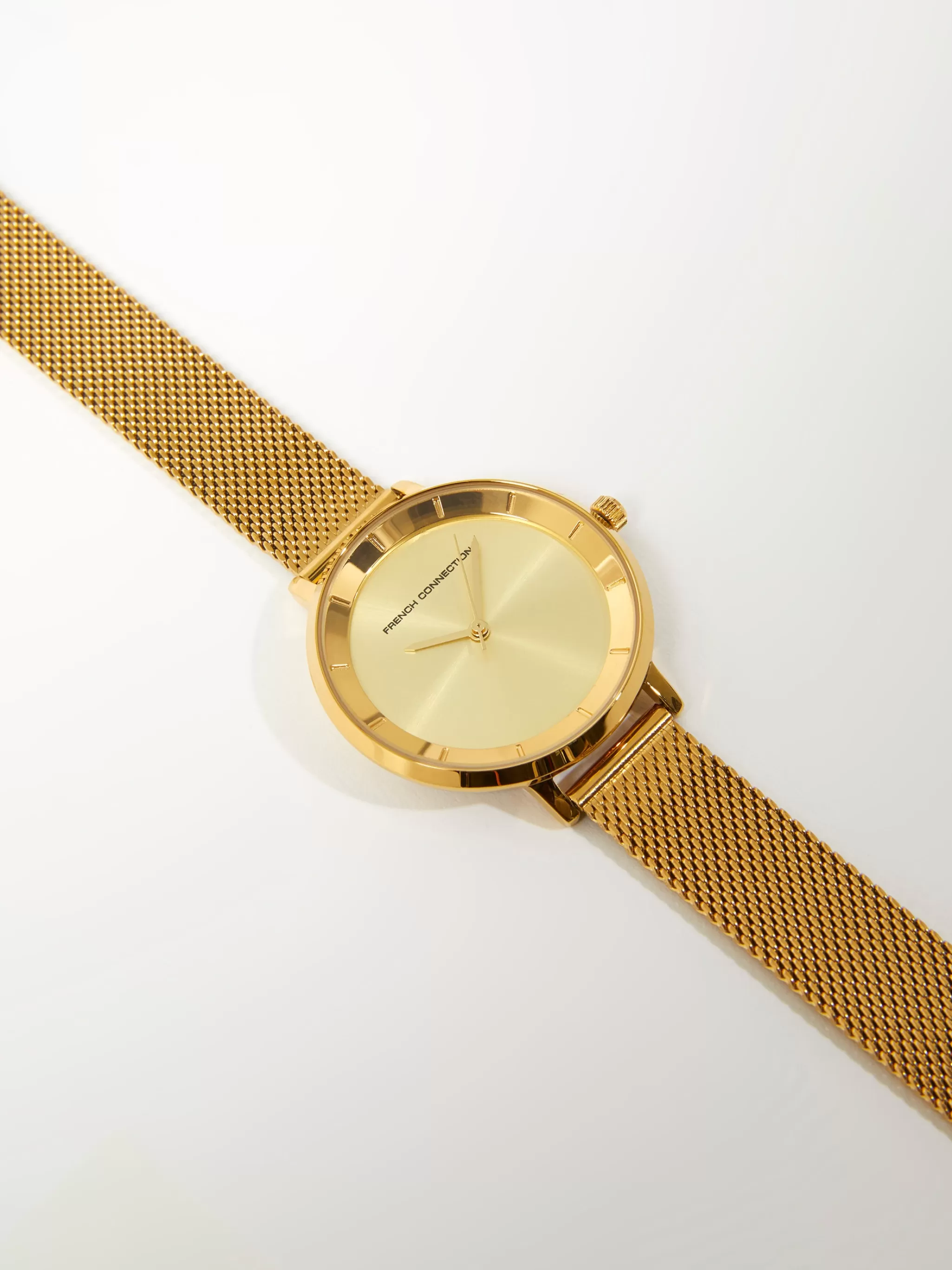 Women French Connection Jewellery | Jewellery^Tone Mesh Bracelet Watch with Champagne Dial