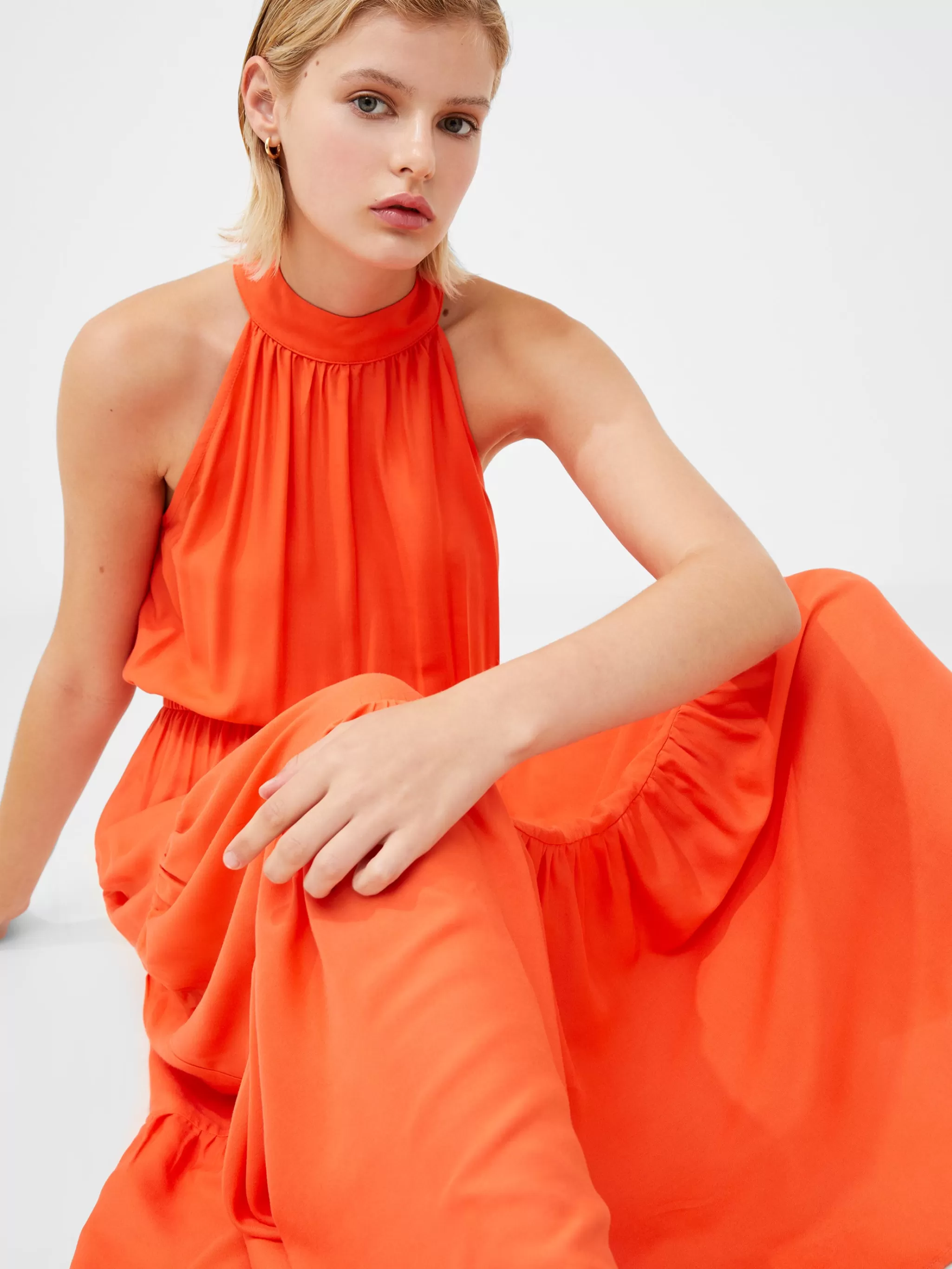 French Connection Maxi Dresses^Halter Viscose Tiered Maxi Dress