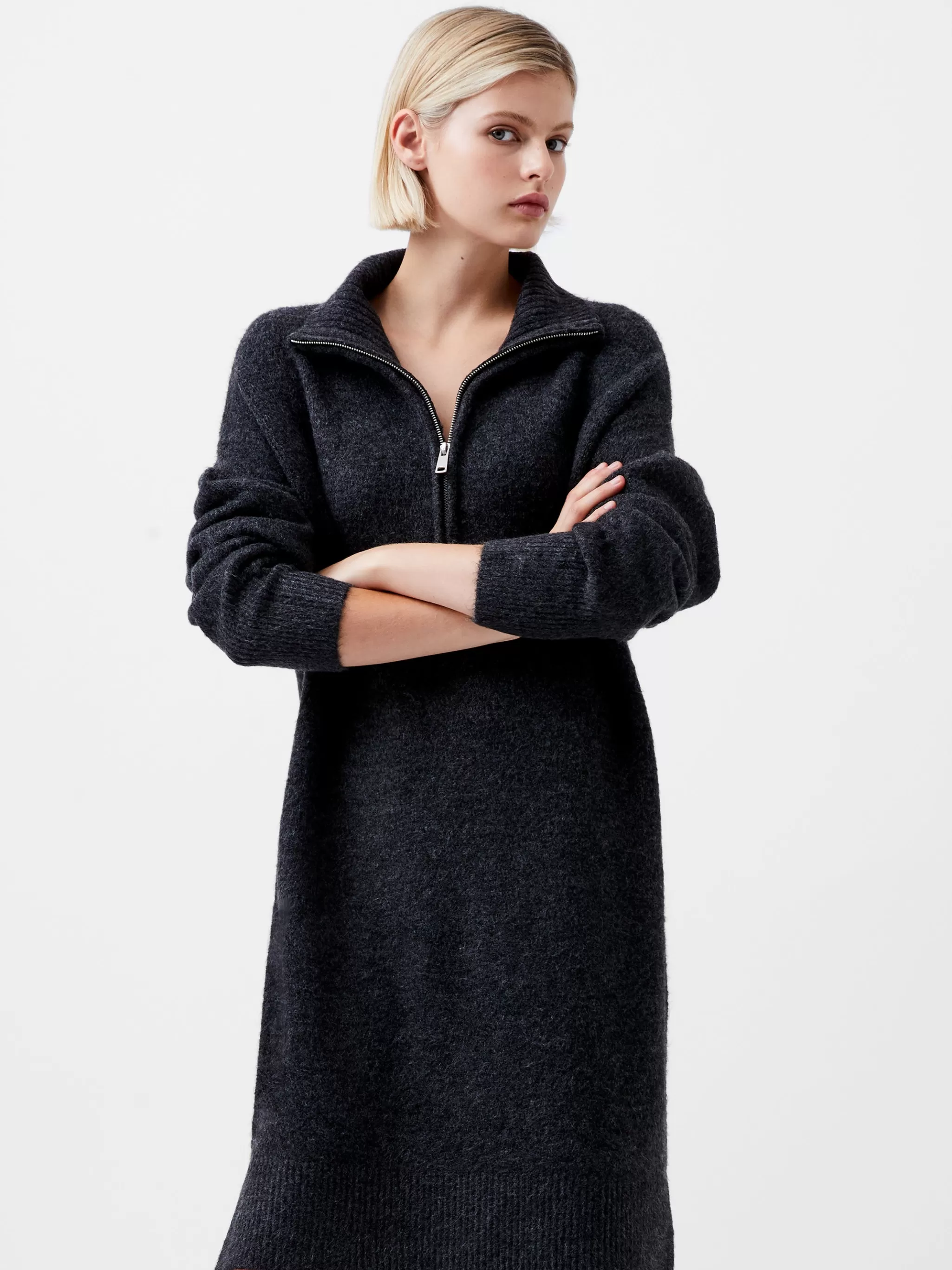 French Connection Dresses | Mini Dresses^Maddox Half Zip Long Sleeve Knit Dress