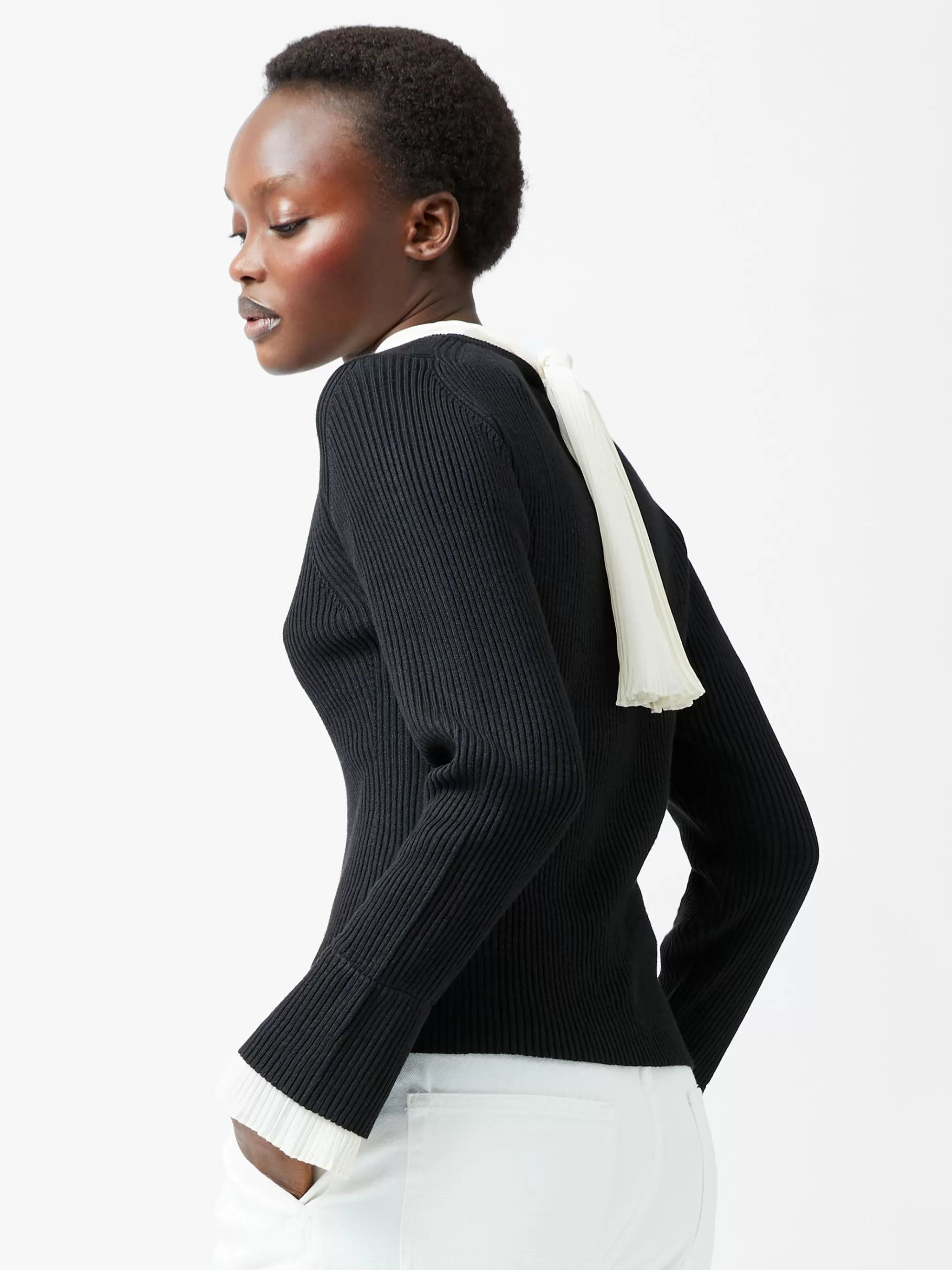 French Connection Jumpers & Cardigans^Melody Pleated Bow Long Sleeve Top