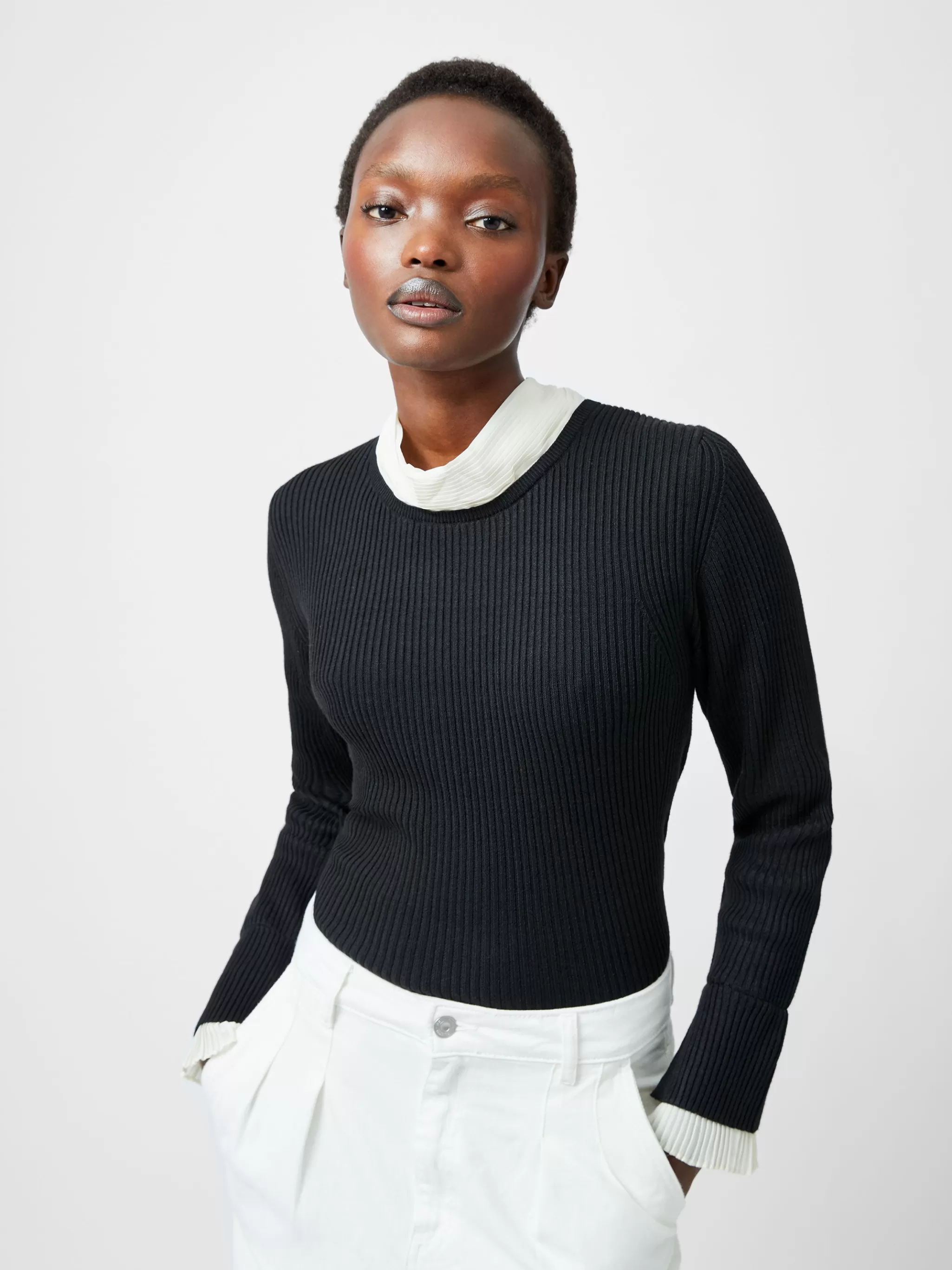 French Connection Jumpers & Cardigans^Melody Pleated Bow Long Sleeve Top