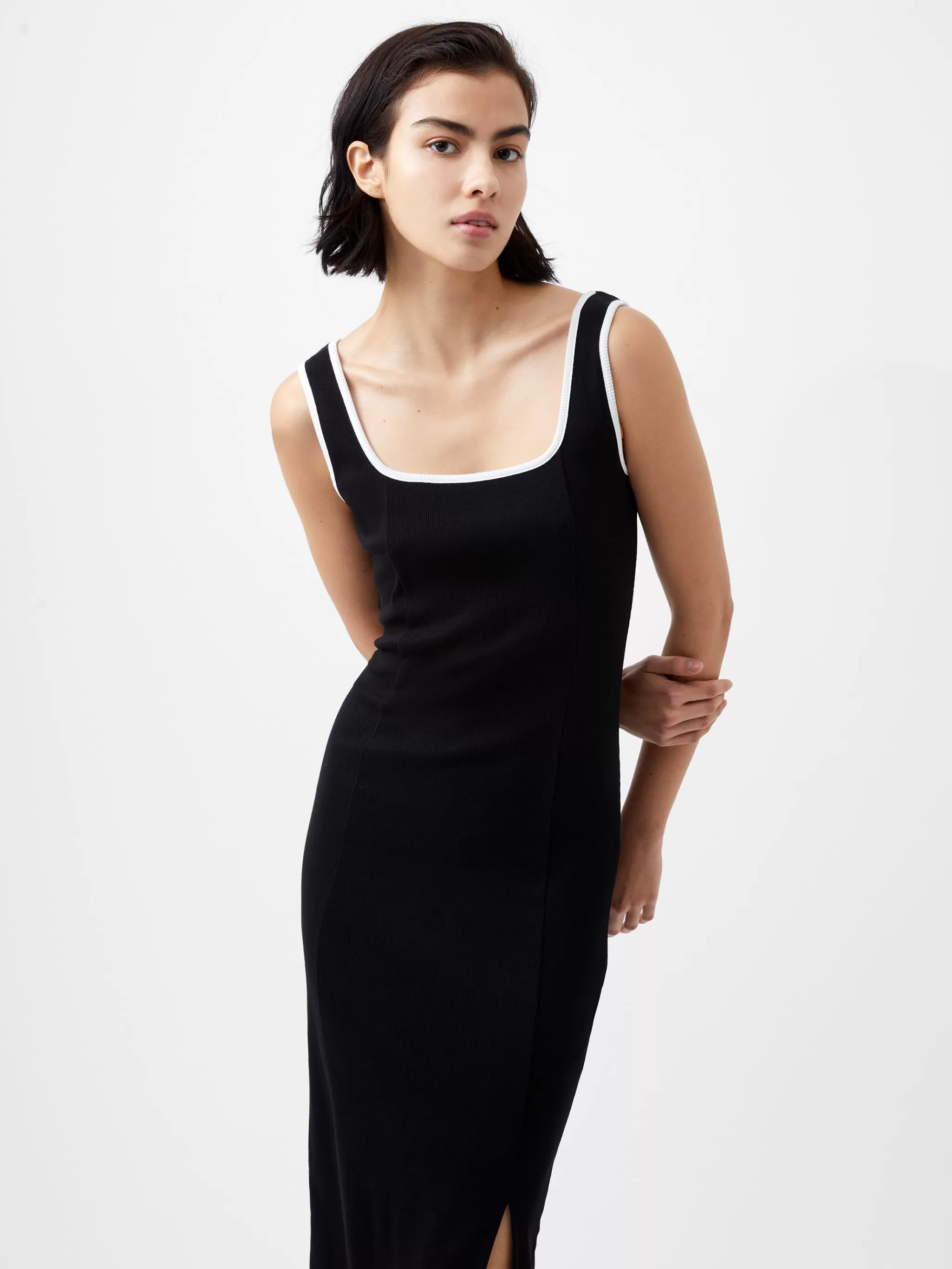 French Connection Dresses | Midi Dresses^Rassia Rib Contrast Square Neck Midi Dress