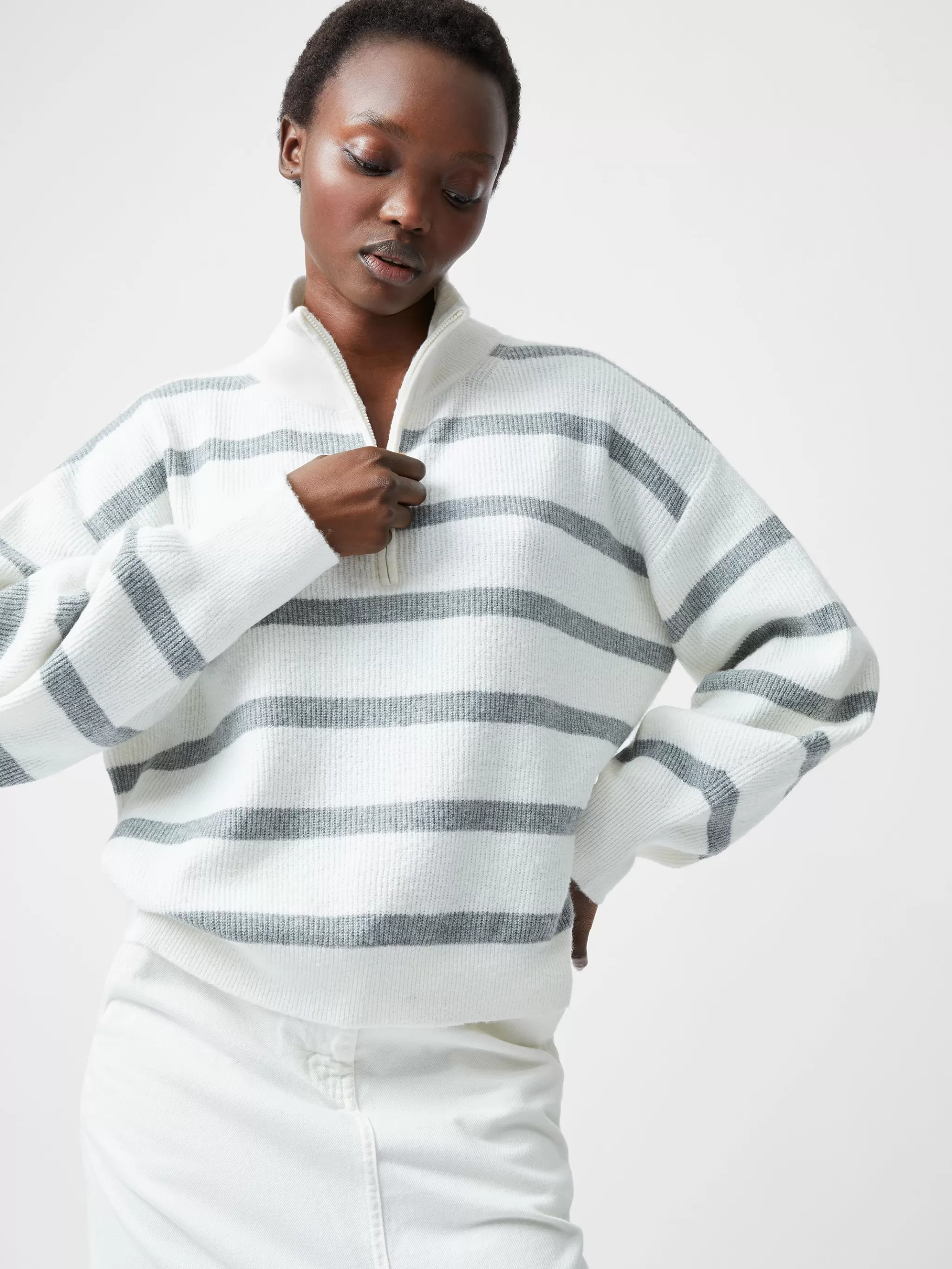 French Connection Jumpers & Cardigans^Vhari Recycled Stripe Half Zip Jumper